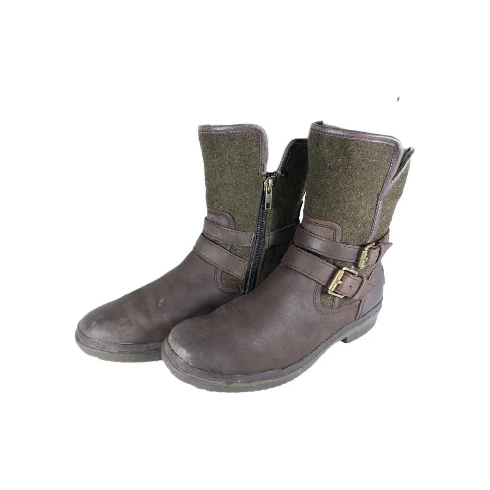 UGG Women's Simmens US 7 Brown Leather Lined LaceUp Waterproof Winter Boots